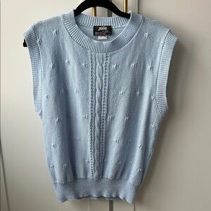 Vintage Baby Blue Knit Sweater Vest